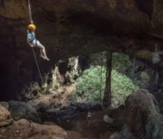 Julie rappelling wide